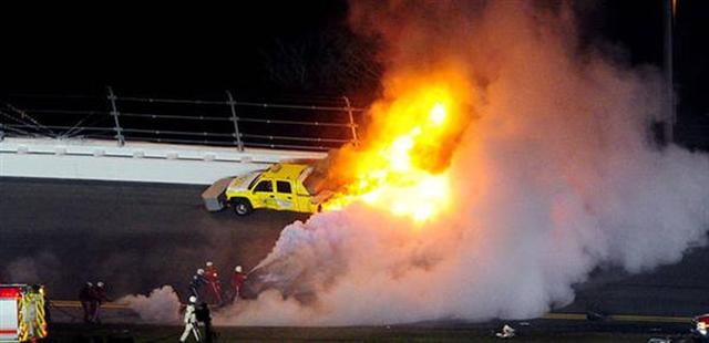 Racecar on fire